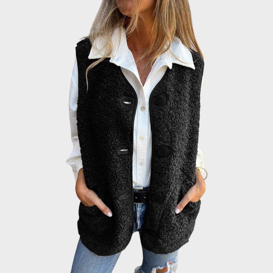 LYNORA – Chaleco Corto Abotonado