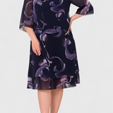 SHRILEY – Vestido de Gasa con Estampado Midnight Swirl y Silueta Fluida
