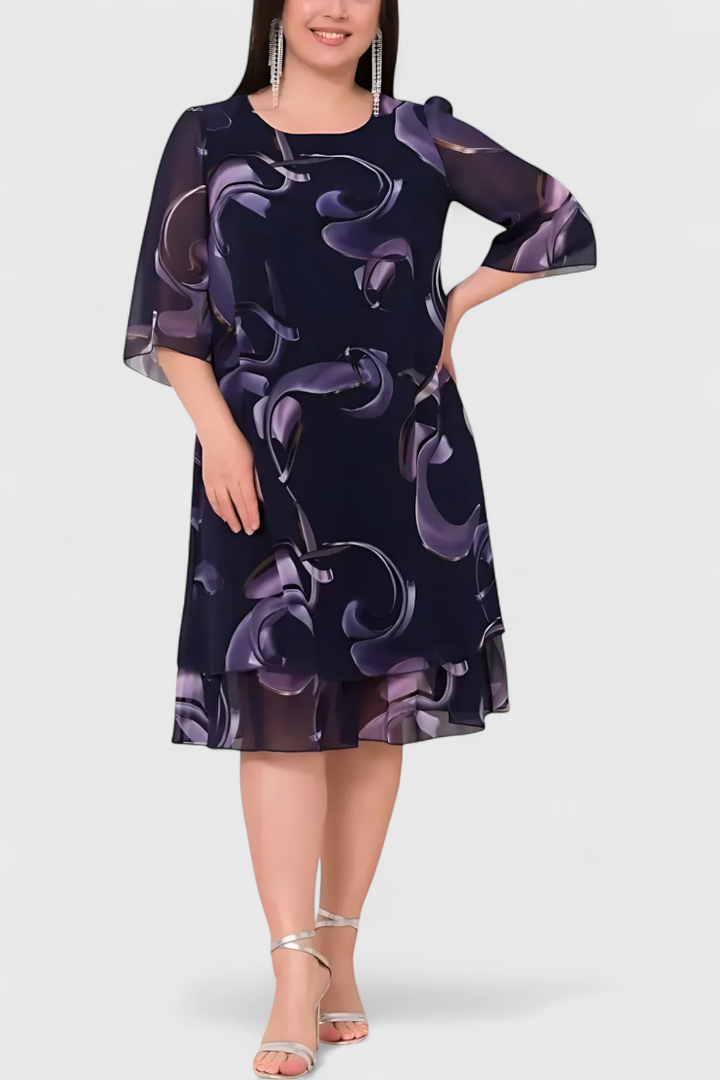 SHRILEY – Vestido de Gasa con Estampado Midnight Swirl y Silueta Fluida