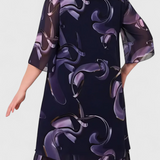 SHRILEY – Vestido de Gasa con Estampado Midnight Swirl y Silueta Fluida