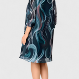 ALMIRA – Vestido de Gasa con Estampado Ocean Whirl y Corte Fluido