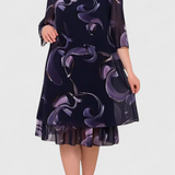 SHRILEY – Vestido de Gasa con Estampado Midnight Swirl y Silueta Fluida