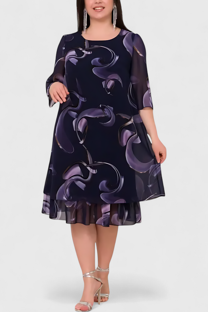 SHRILEY – Vestido de Gasa con Estampado Midnight Swirl y Silueta Fluida