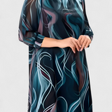 ALMIRA – Vestido de Gasa con Estampado Ocean Whirl y Corte Fluido