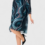 ALMIRA – Vestido de Gasa con Estampado Ocean Whirl y Corte Fluido