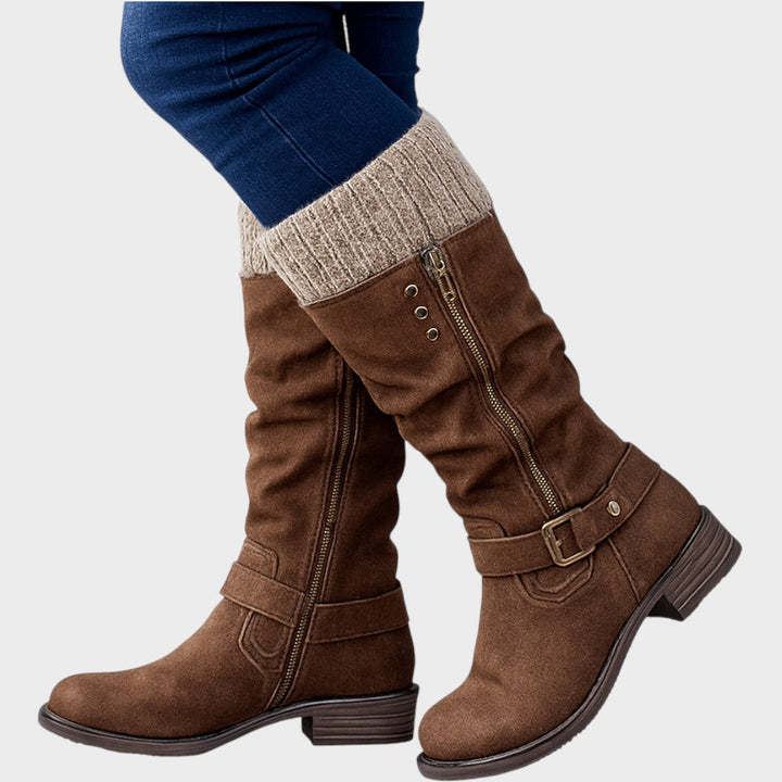 GLORIA – Botas de Caña Alta con Detalle de Malla Trenzada