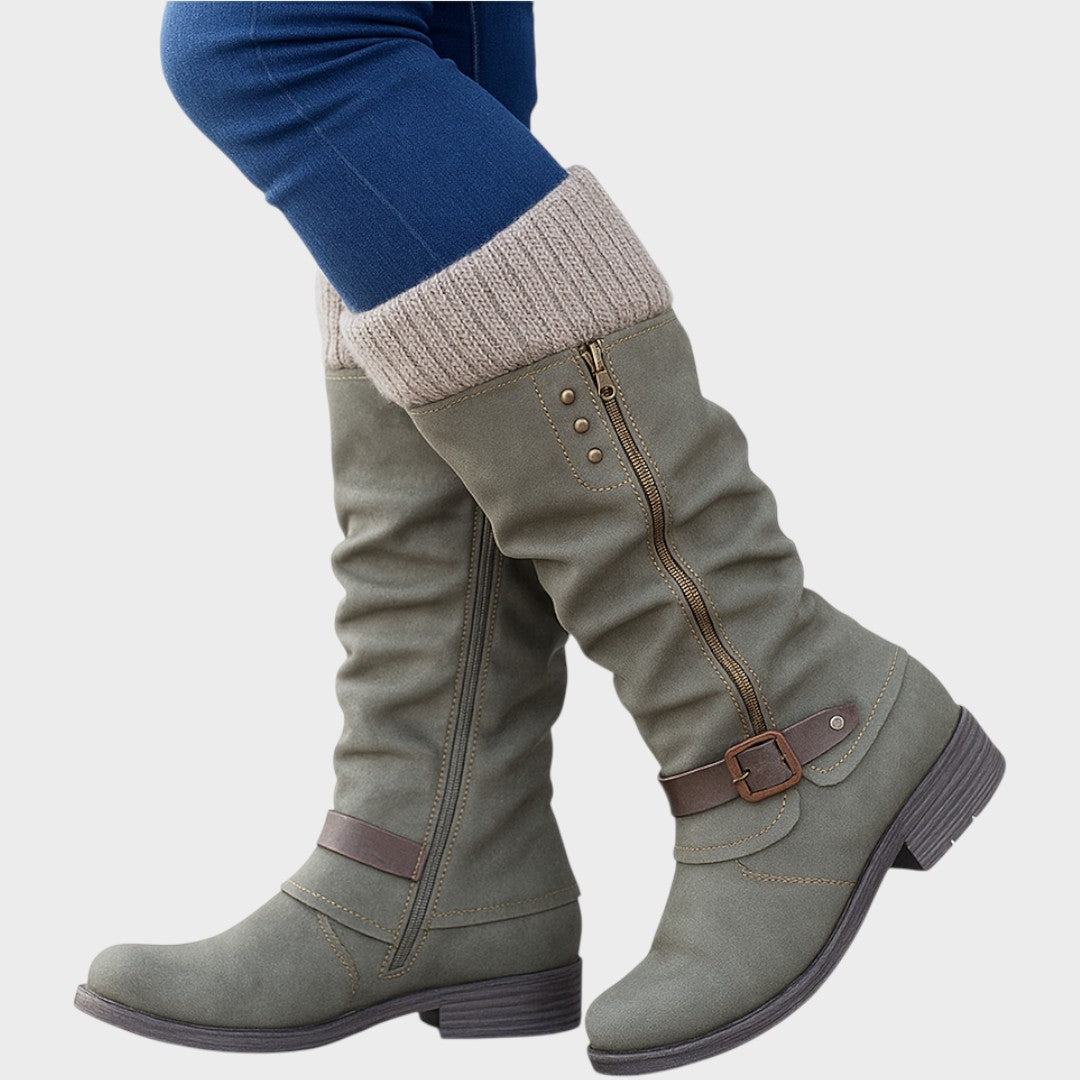 GLORIA – Botas de Caña Alta con Detalle de Malla Trenzada