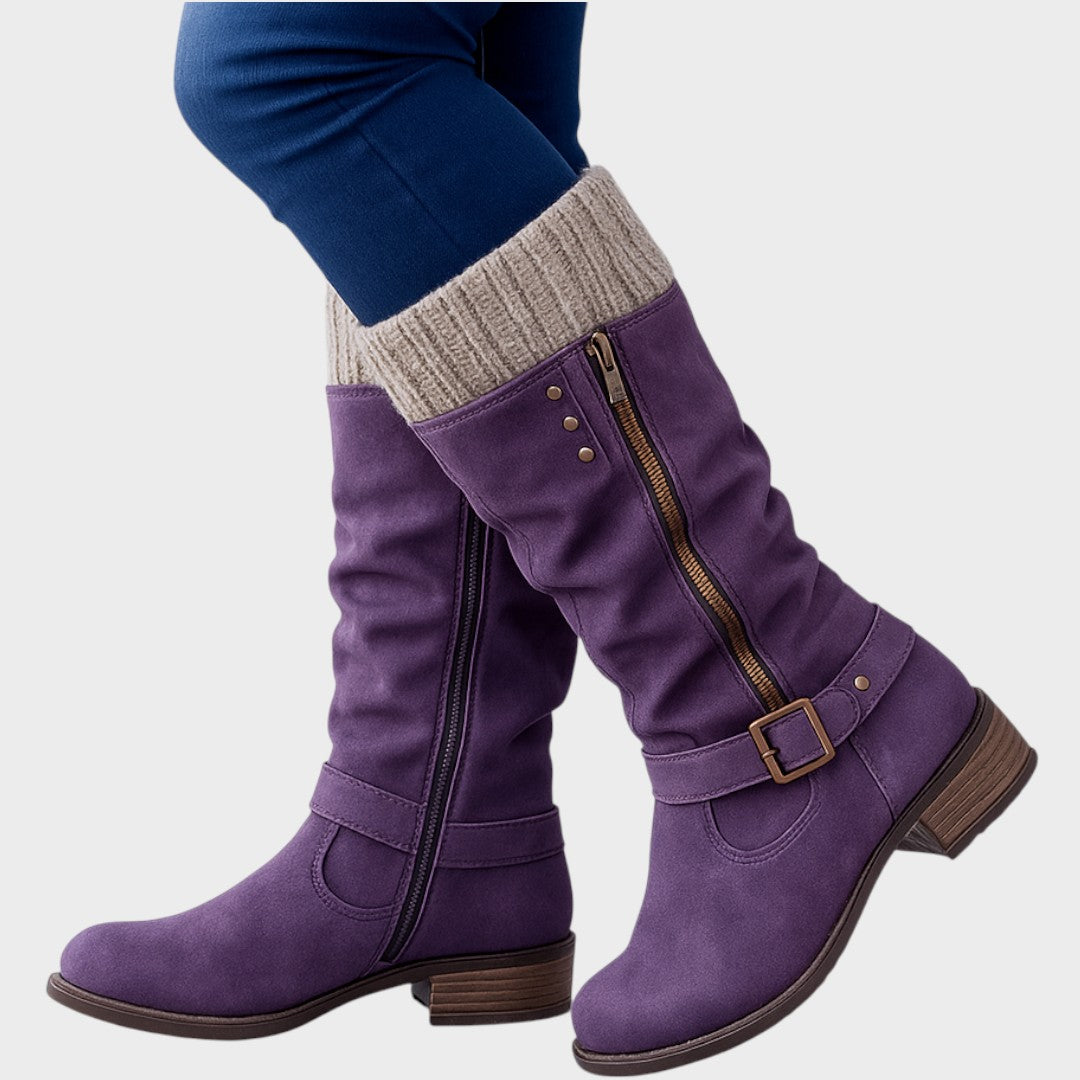 GLORIA – Botas de Caña Alta con Detalle de Malla Trenzada