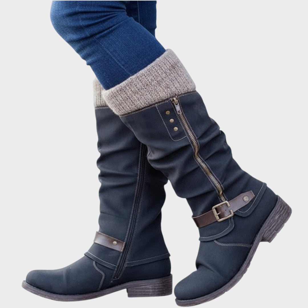 GLORIA – Botas de Caña Alta con Detalle de Malla Trenzada