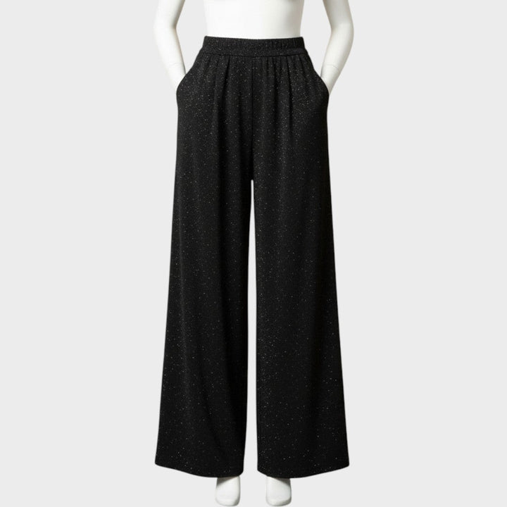 VERINA – Pantalón de Pierna Ancha con Brillante