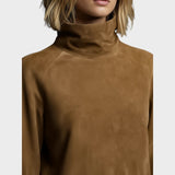 MIMI – Vestido Corto de Ante con Cuello Alto