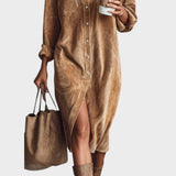 CONSTANÇA – Vestido Midi Holgado de Pana