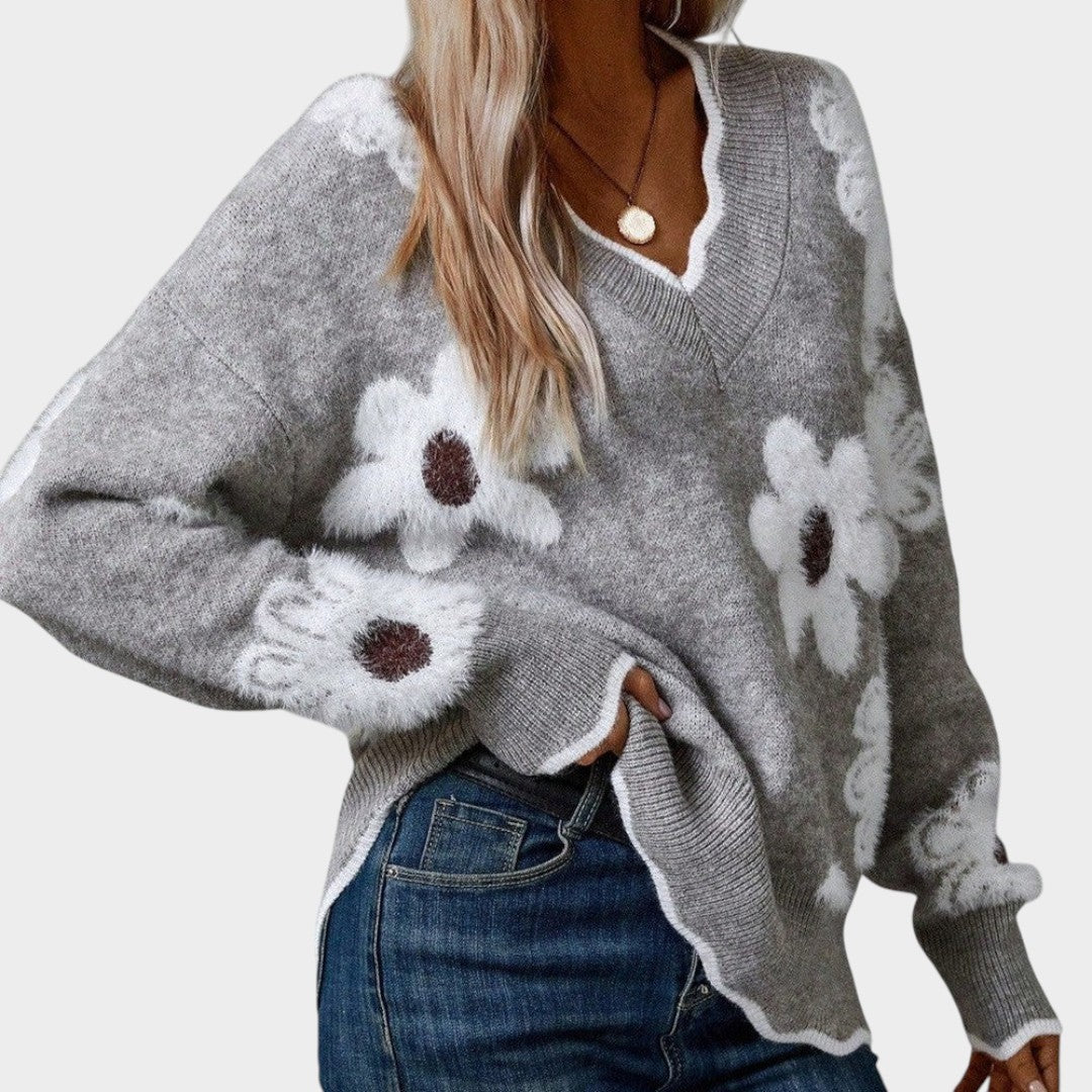 THEA – Jersey de mujer con flores blancas