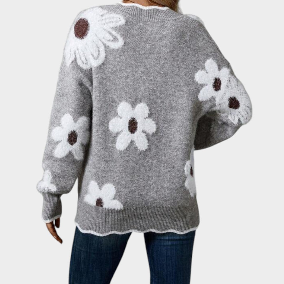 THEA – Jersey de mujer con flores blancas