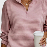 HELENE – Jersey de Cuello en V con Cremallera y Manga Larga