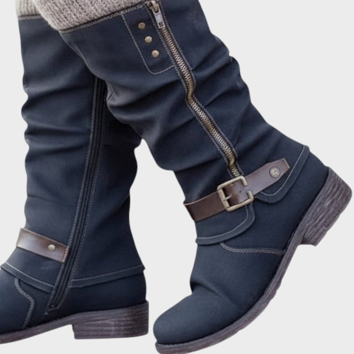 GLORIA – Botas de Caña Alta con Detalle de Malla Trenzada