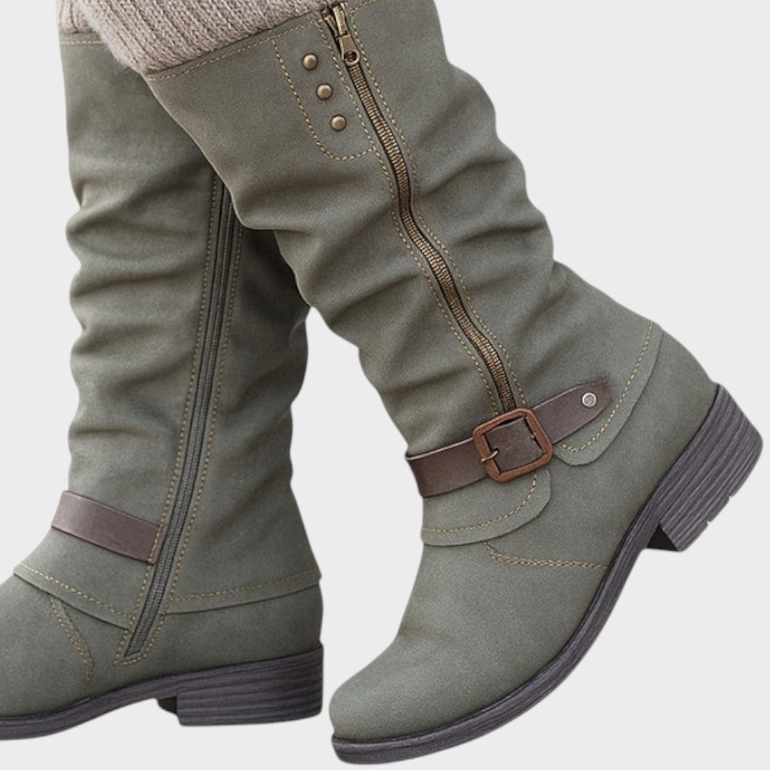 GLORIA – Botas de Caña Alta con Detalle de Malla Trenzada