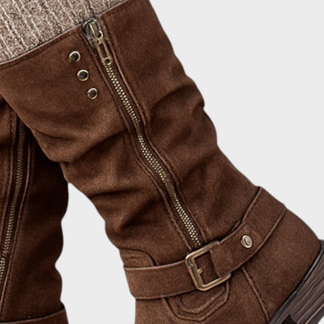 GLORIA – Botas de Caña Alta con Detalle de Malla Trenzada