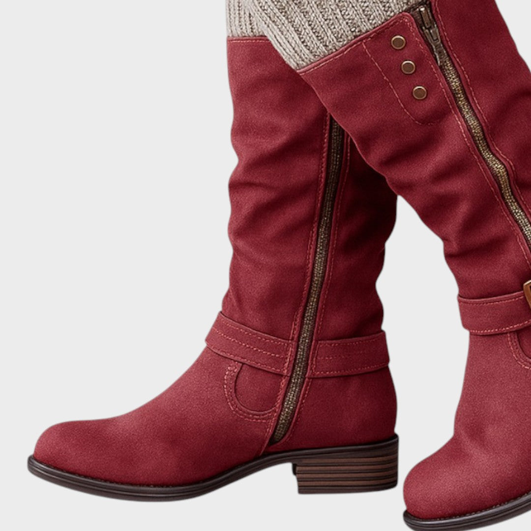 GLORIA – Botas de Caña Alta con Detalle de Malla Trenzada