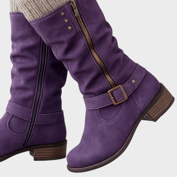 GLORIA – Botas de Caña Alta con Detalle de Malla Trenzada