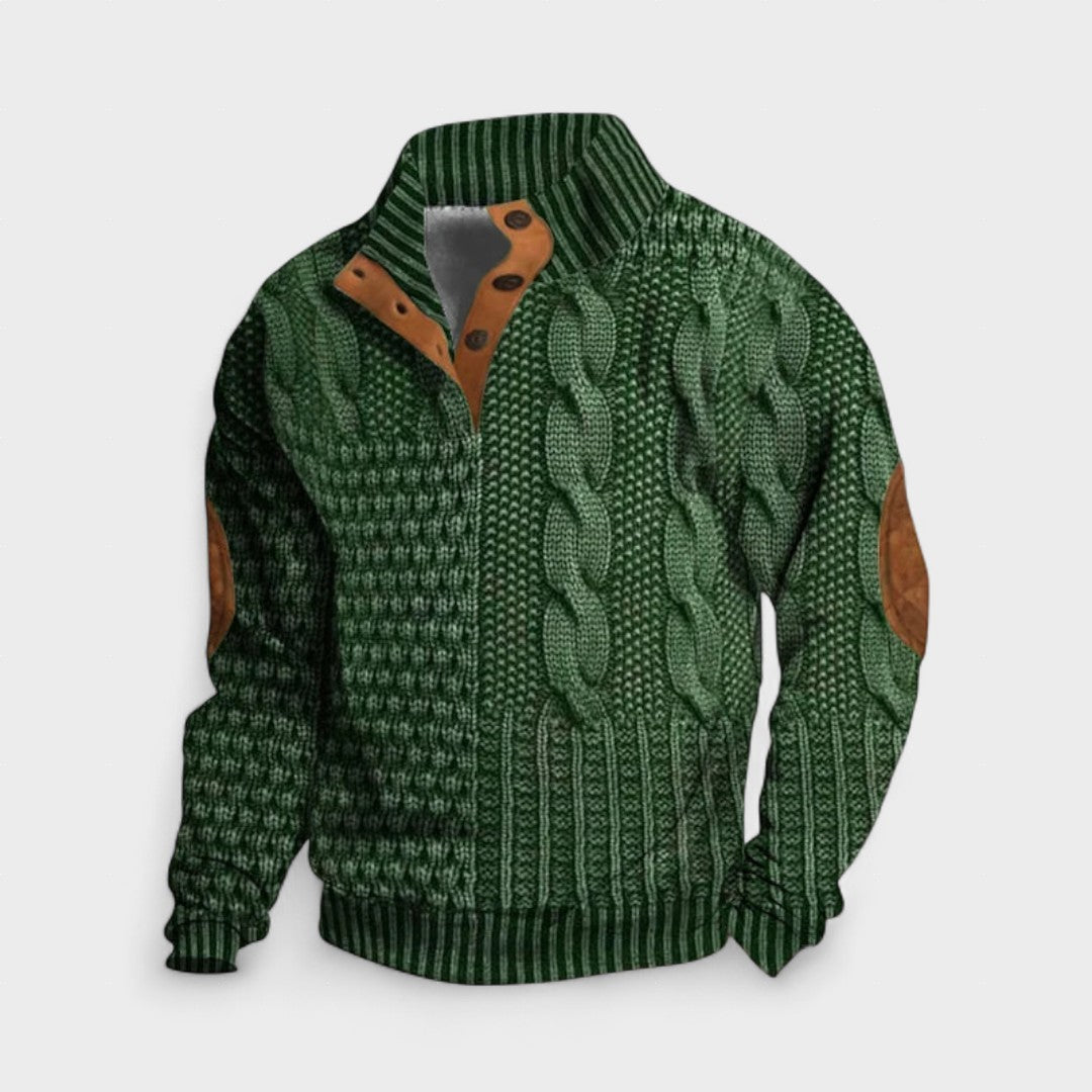 FÉNIX – Jersey patchwork de punto trenzado