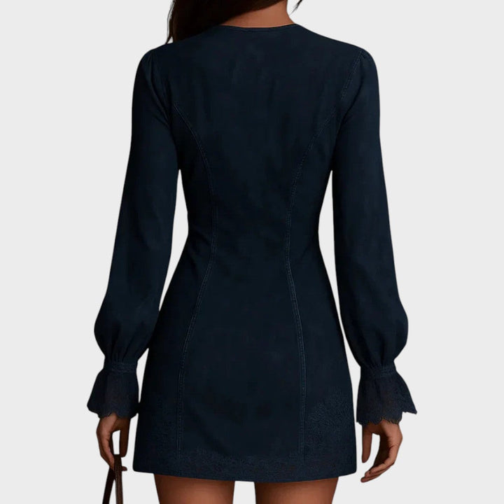DEBORA – Mini Vestido de Ante con Encaje