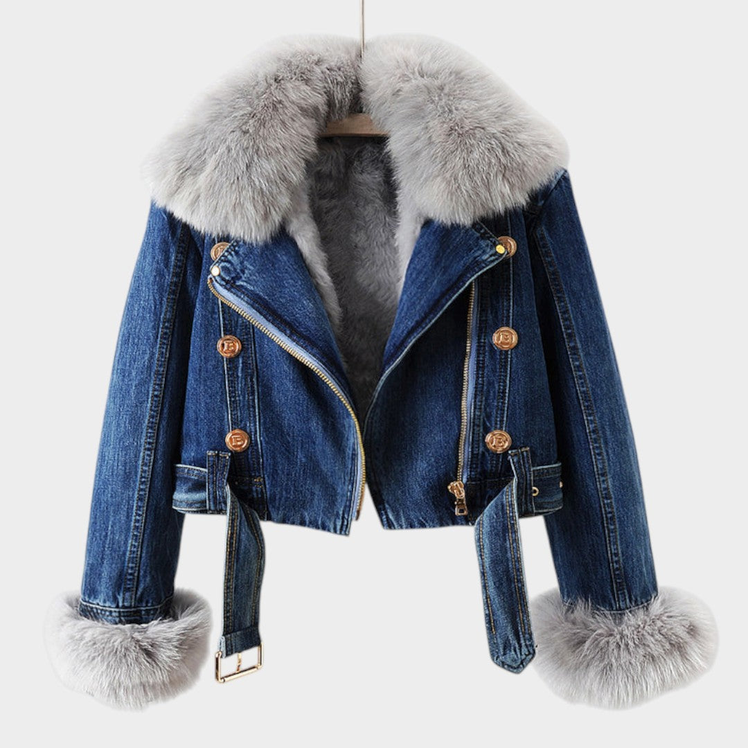 ALESSIA – Chaqueta Vaquera Mujer con Cuello de Pelo