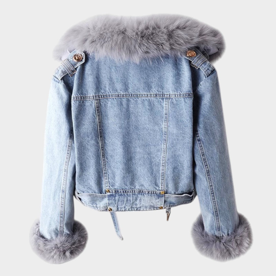 ALESSIA – Chaqueta Vaquera Mujer con Cuello de Pelo