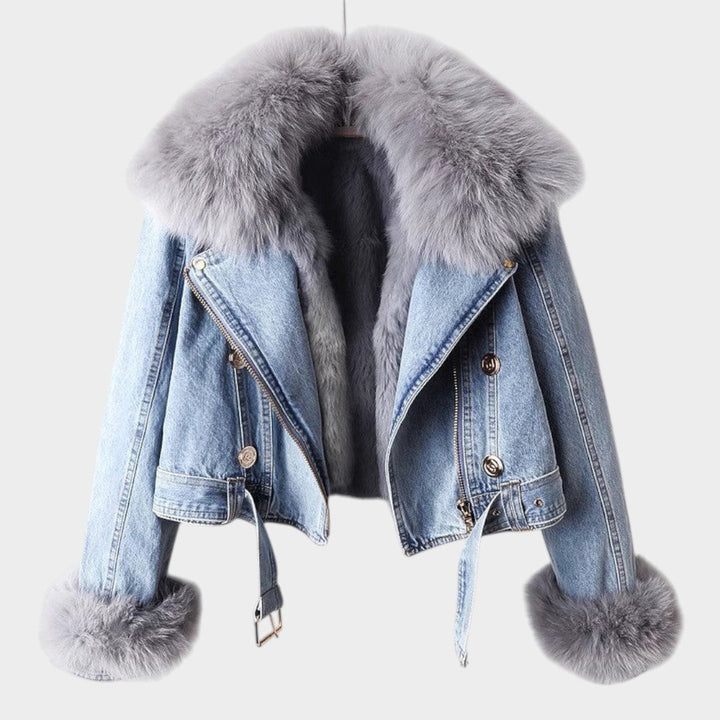 ALESSIA – Chaqueta Vaquera Mujer con Cuello de Pelo