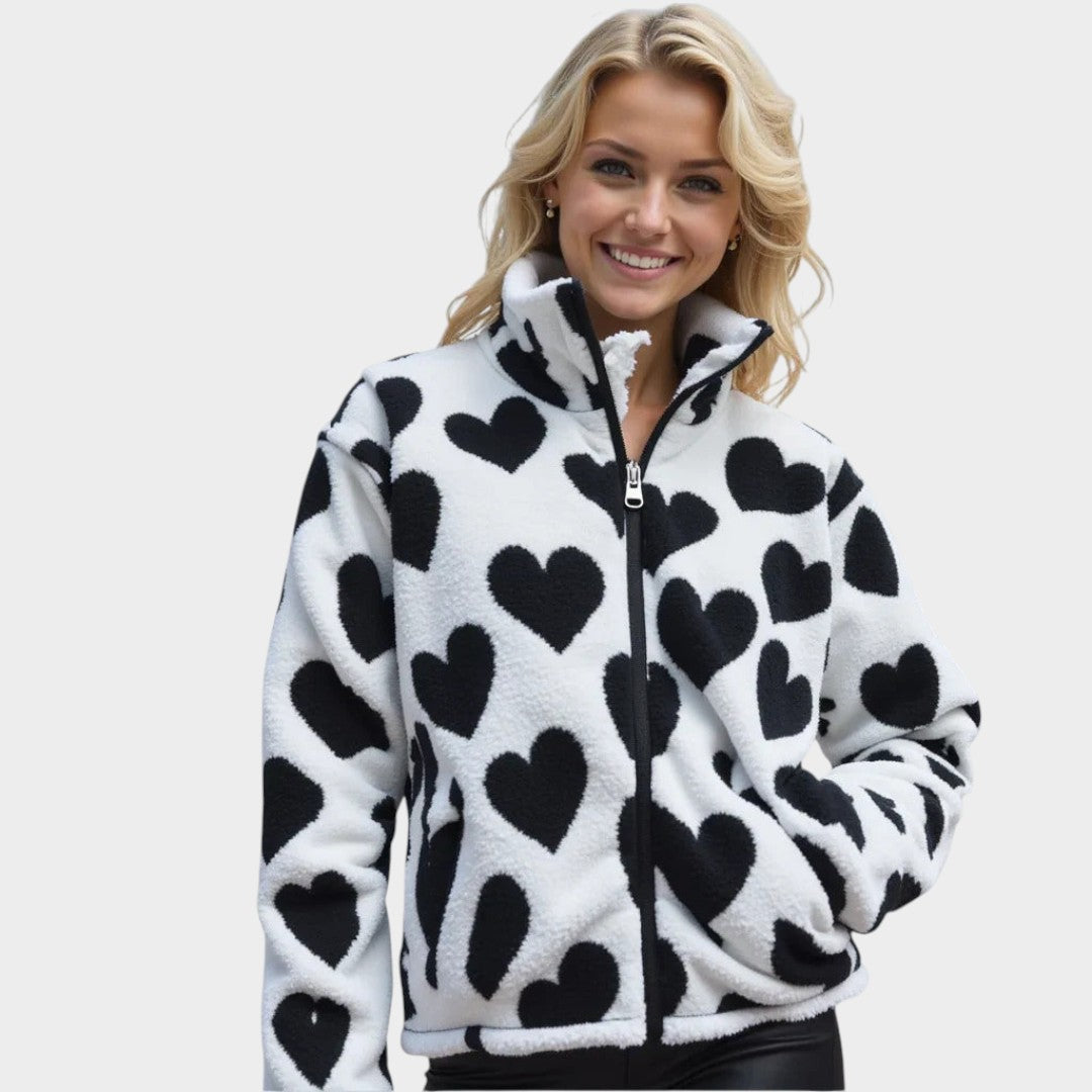 DIANNE – Chaqueta reversible con estampado de corazones y diseño cómodo