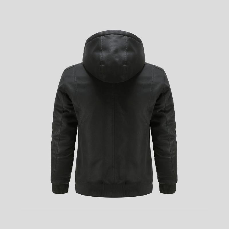 LANCE – Chaqueta de cuero con capucha para hombre