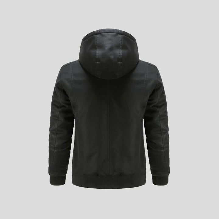 LANCE – Chaqueta de cuero con capucha para hombre