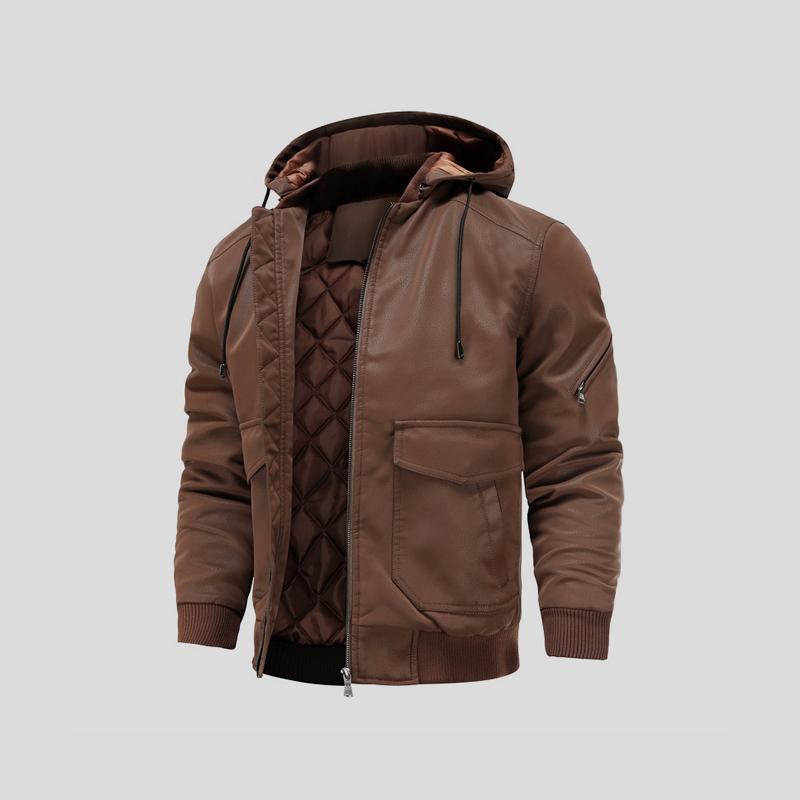 LANCE – Chaqueta de cuero con capucha para hombre