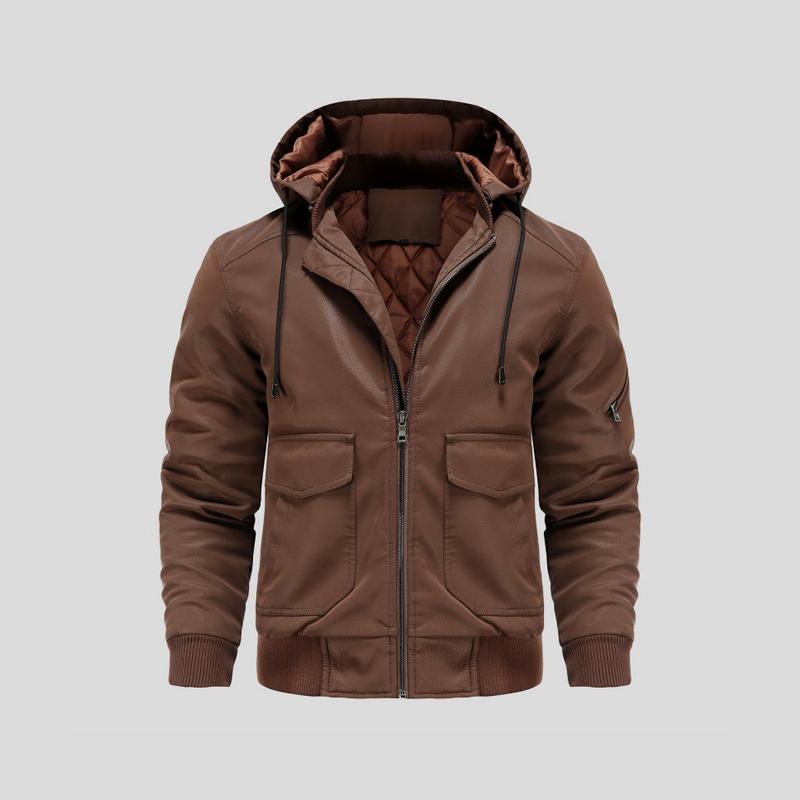 LANCE – Chaqueta de cuero con capucha para hombre