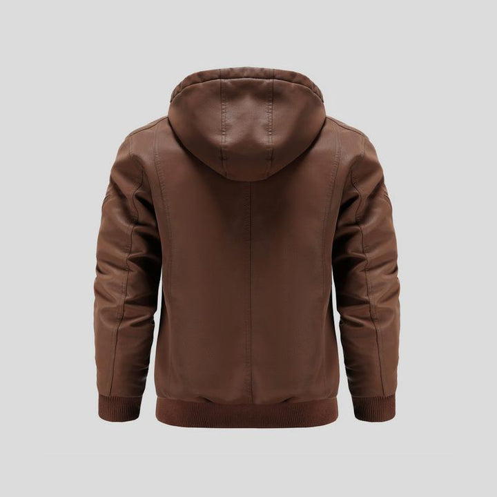 LANCE – Chaqueta de cuero con capucha para hombre