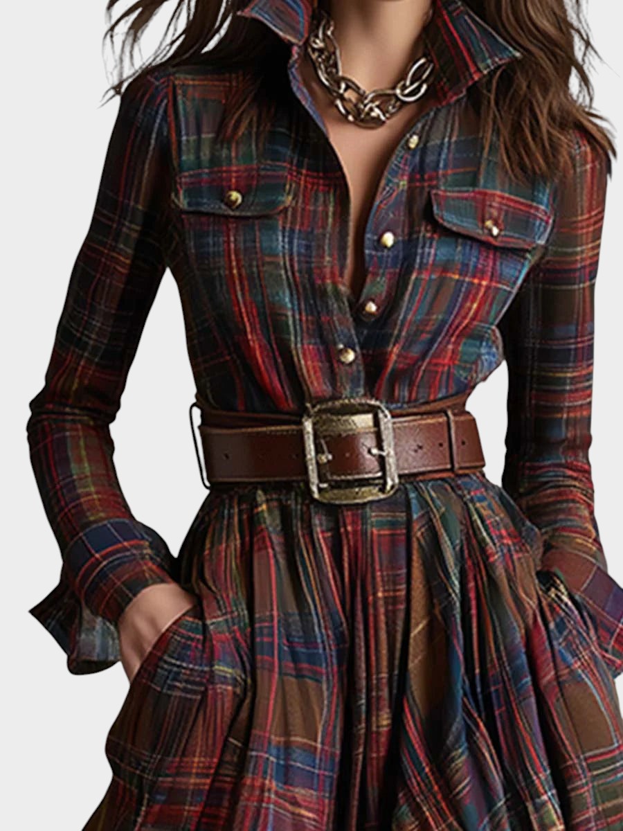 BEATRIZ – Vestido largo de cuadros