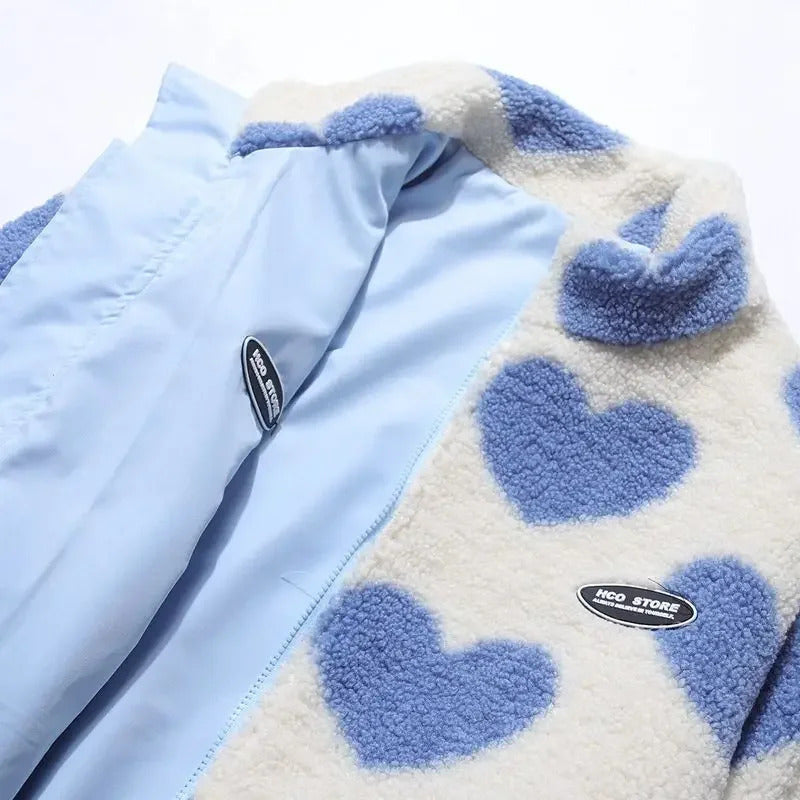 DIANNE – Chaqueta reversible con estampado de corazones y diseño cómodo