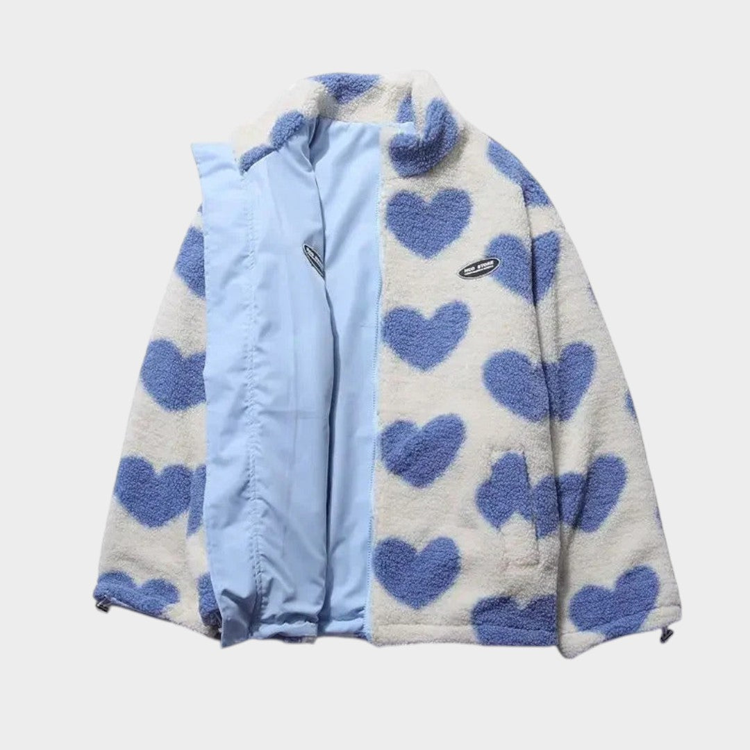 DIANNE – Chaqueta reversible con estampado de corazones y diseño cómodo