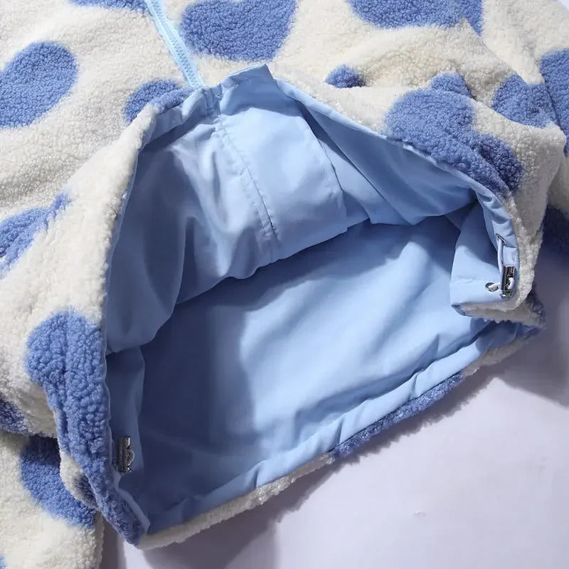 DIANNE – Chaqueta reversible con estampado de corazones y diseño cómodo