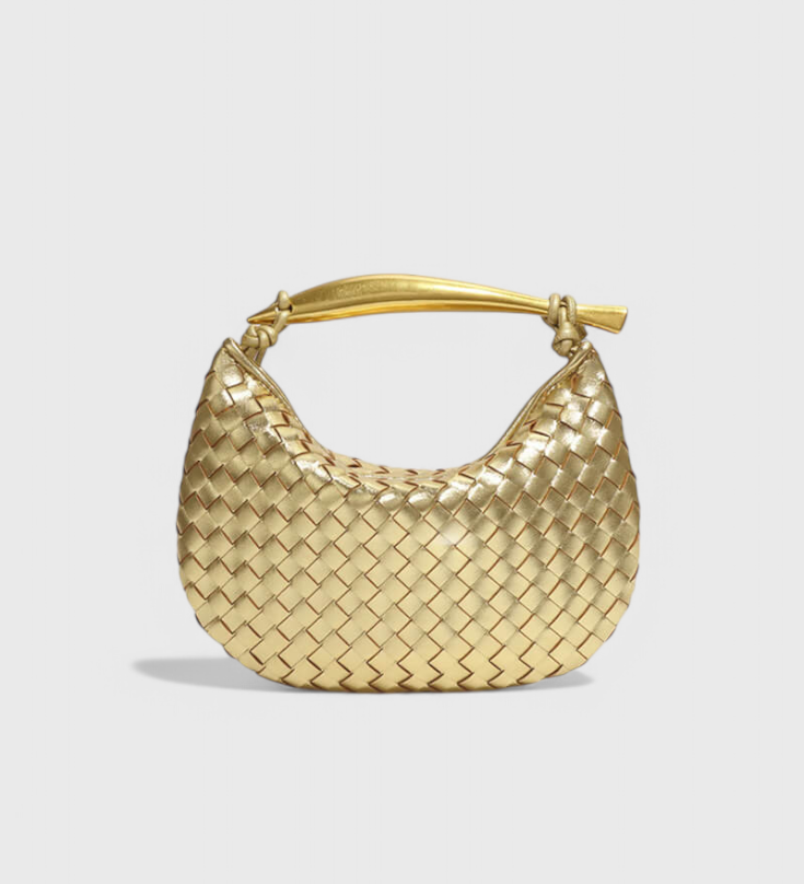 GERDA – Bolso Woven con Asa Dorada