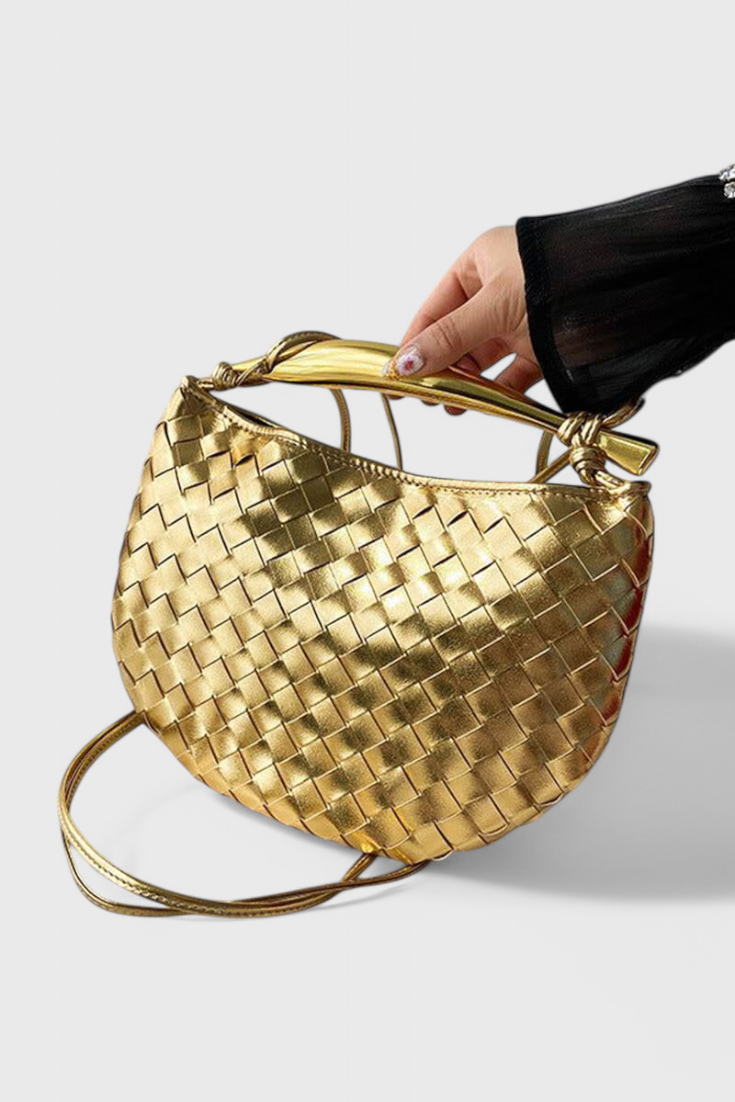 GERDA – Bolso Woven con Asa Dorada
