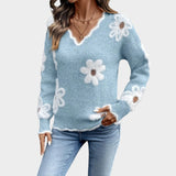 THEA – Jersey de mujer con flores blancas