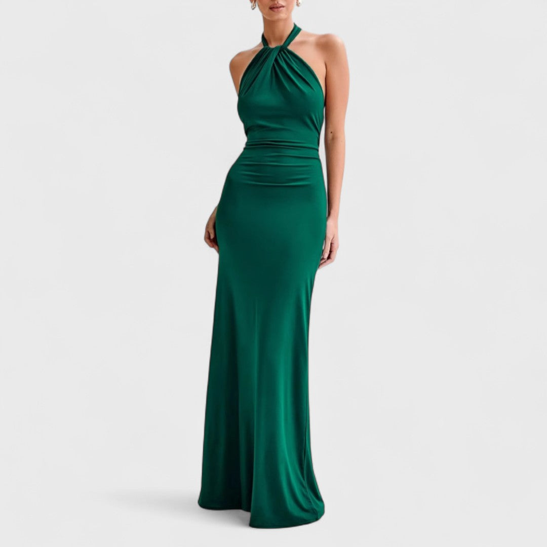 CLARA – Vestido con curvas y cuello Halter