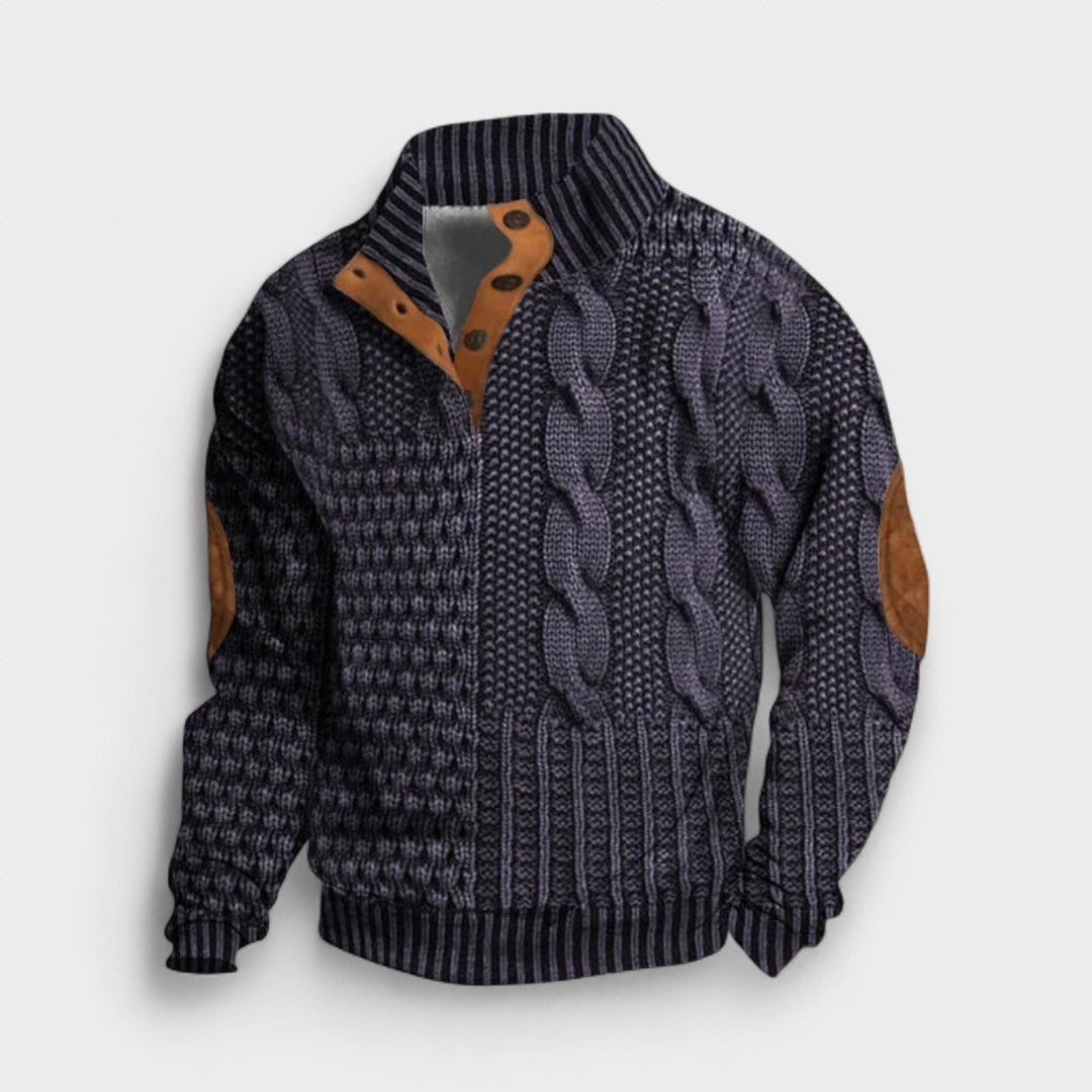 FÉNIX – Jersey patchwork de punto trenzado