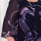 SHRILEY – Vestido de Gasa con Estampado Midnight Swirl y Silueta Fluida