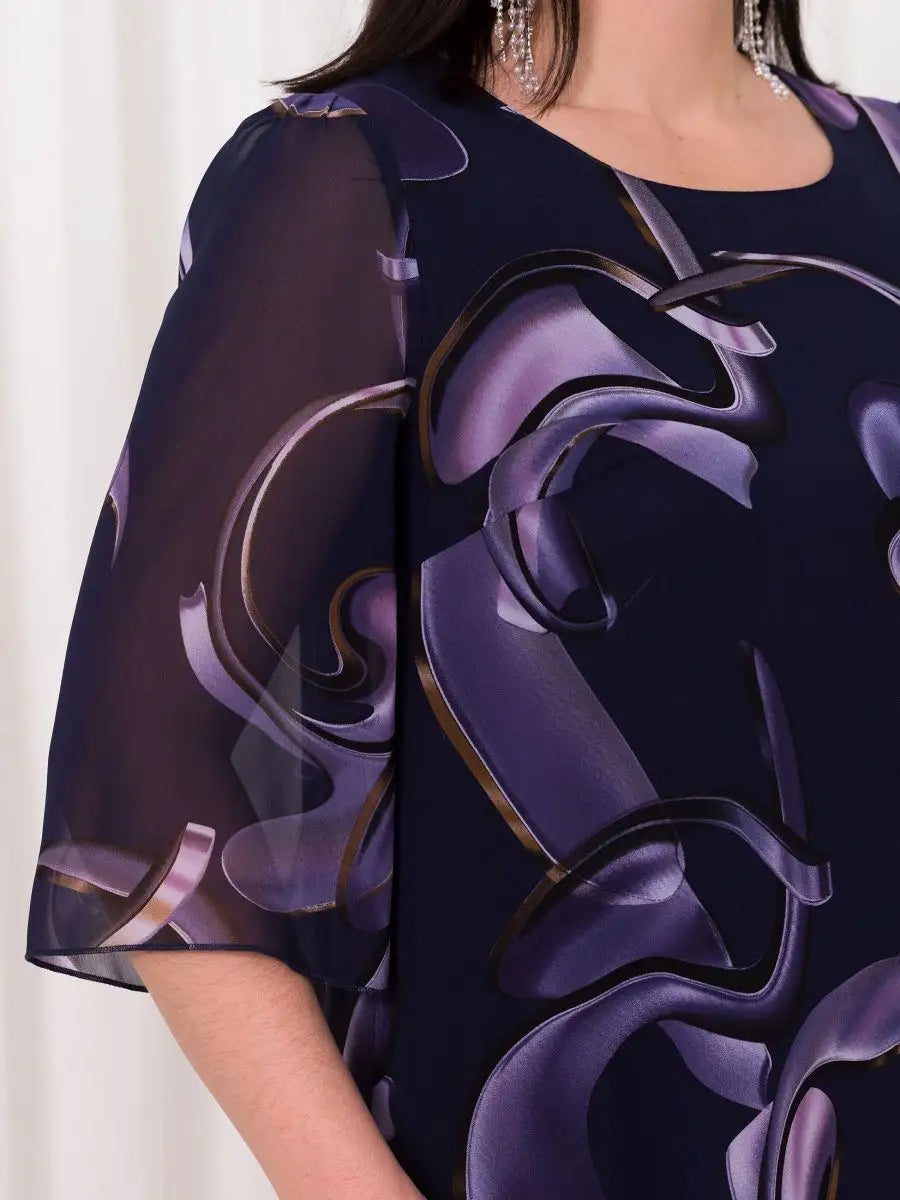 SHRILEY – Vestido de Gasa con Estampado Midnight Swirl y Silueta Fluida