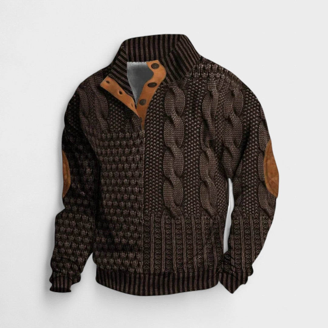 FÉNIX – Jersey patchwork de punto trenzado