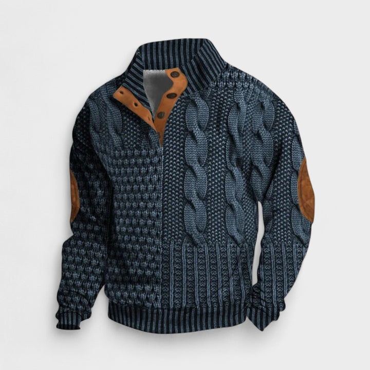 FÉNIX – Jersey patchwork de punto trenzado