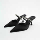 VELVET – Sandalias de tacón alto con punta afilada adornadas con strass