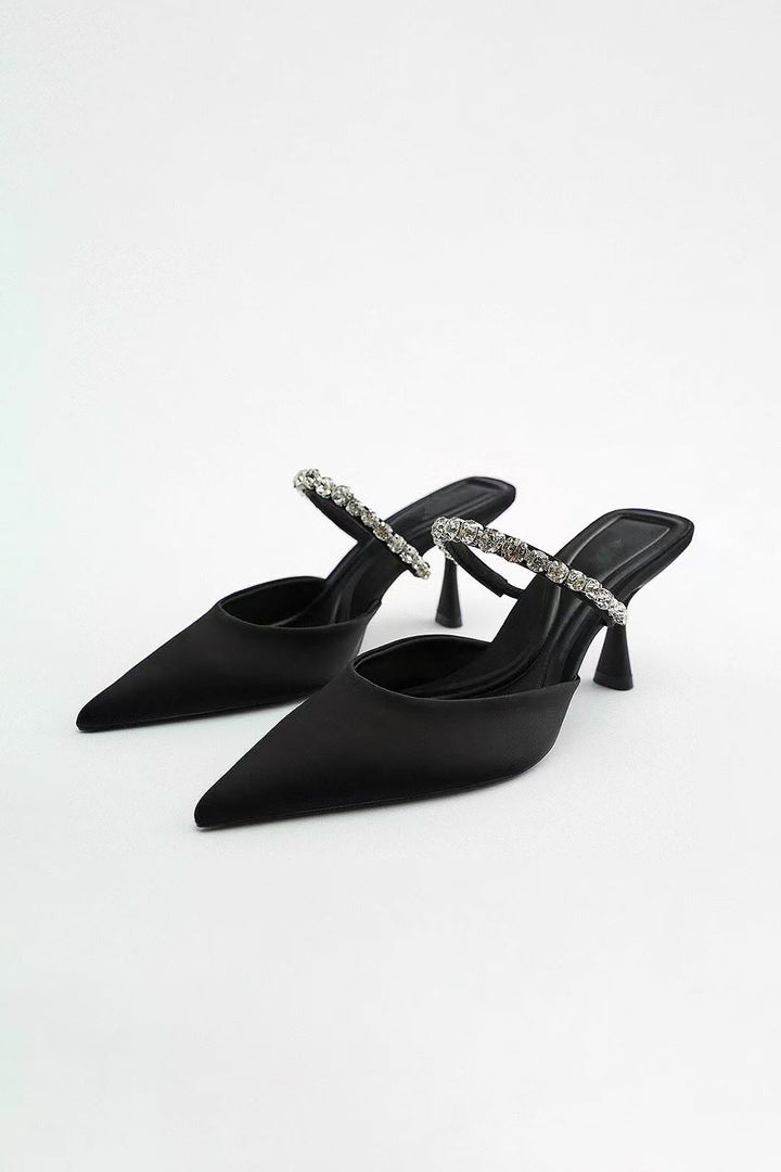 VELVET – Sandalias de tacón alto con punta afilada adornadas con strass